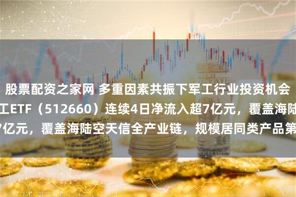 股票配资之家网 多重因素共振下军工行业投资机会显著，资金抢筹，军工ETF（512660）连续4日净流入超7亿元，覆盖海陆空天信全产业链，规模居同类产品第一_基金_相关